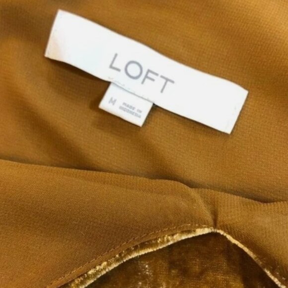 NWT Loft Gold Velvet Velour Cami Dress Tank Top Women's Medium Loose Fit Lined - Picture 4 of 5